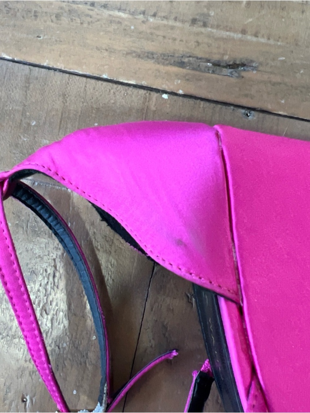 AZALEA WANG TOUCH THE SKY WEDGE Platform SANDAL Size 10 Fuchsia Satin Strappy - Picture 10 of 16
